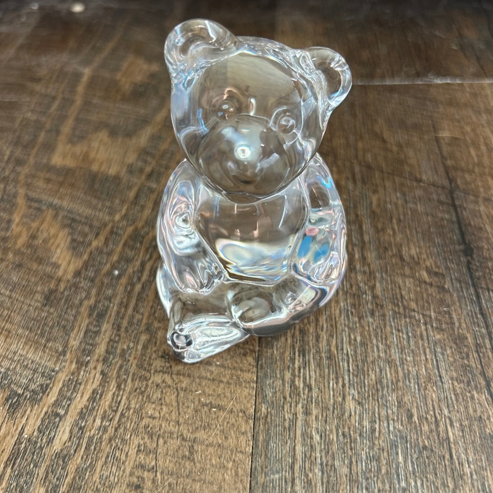 Vintage Princess House 24% Lead Crystal Clear Glass Sitting Bear Paperweight 3"